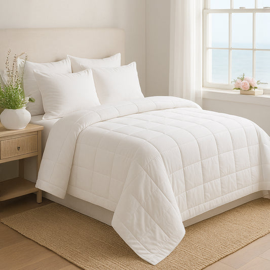 Quilted Down Cotton Blanket with 2" Trim